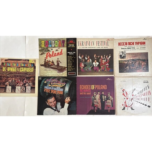 7 Vintage 50s 60s Polish & Ukrainian Polka 33 1/3 Hi-Fidelity Long Play Albums - Picture 1 of 16